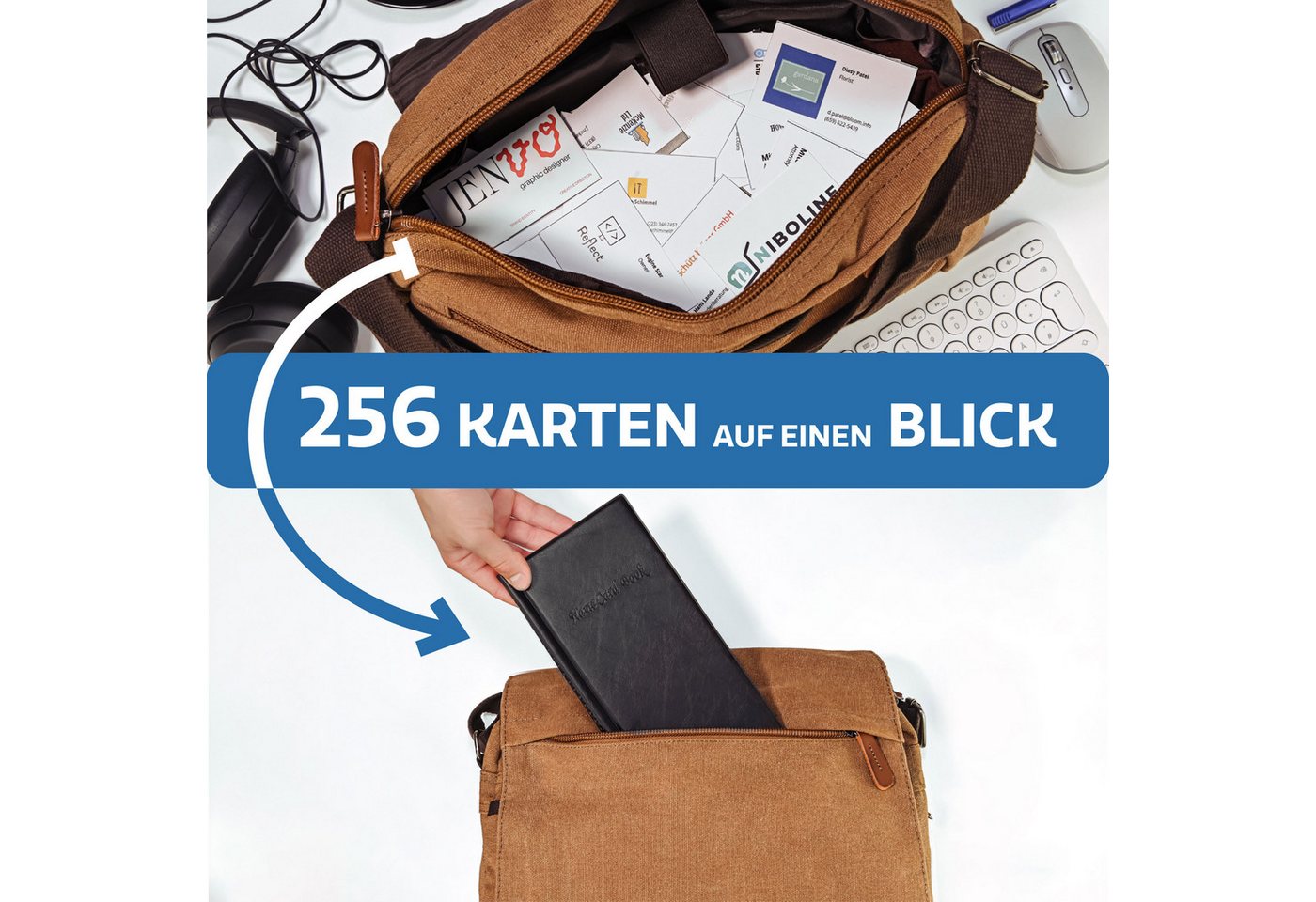 Praknu Visitenkarten Visitenkartenmappe 256 Karten, 256 Karten I Kompakt - Sicher I Hochwertige Visitenkarten Aufbewahrung – Bild 2 von 5