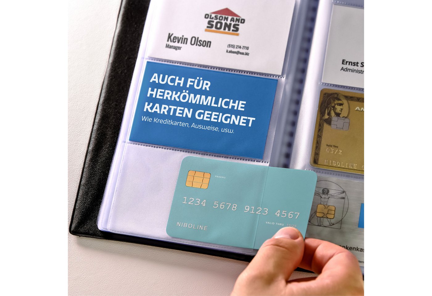 Praknu Visitenkarten Visitenkartenmappe 256 Karten, 256 Karten I Kompakt - Sicher I Hochwertige Visitenkarten Aufbewahrung – Bild 4 von 5