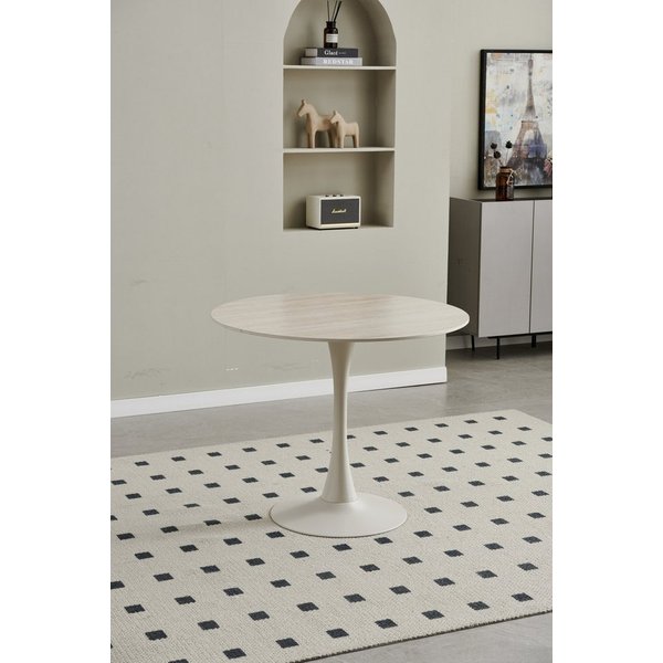 PREISBRECHER Esstisch Josh, in Travertin, beige, Keramik, Metall - 75x90cm (HxD)