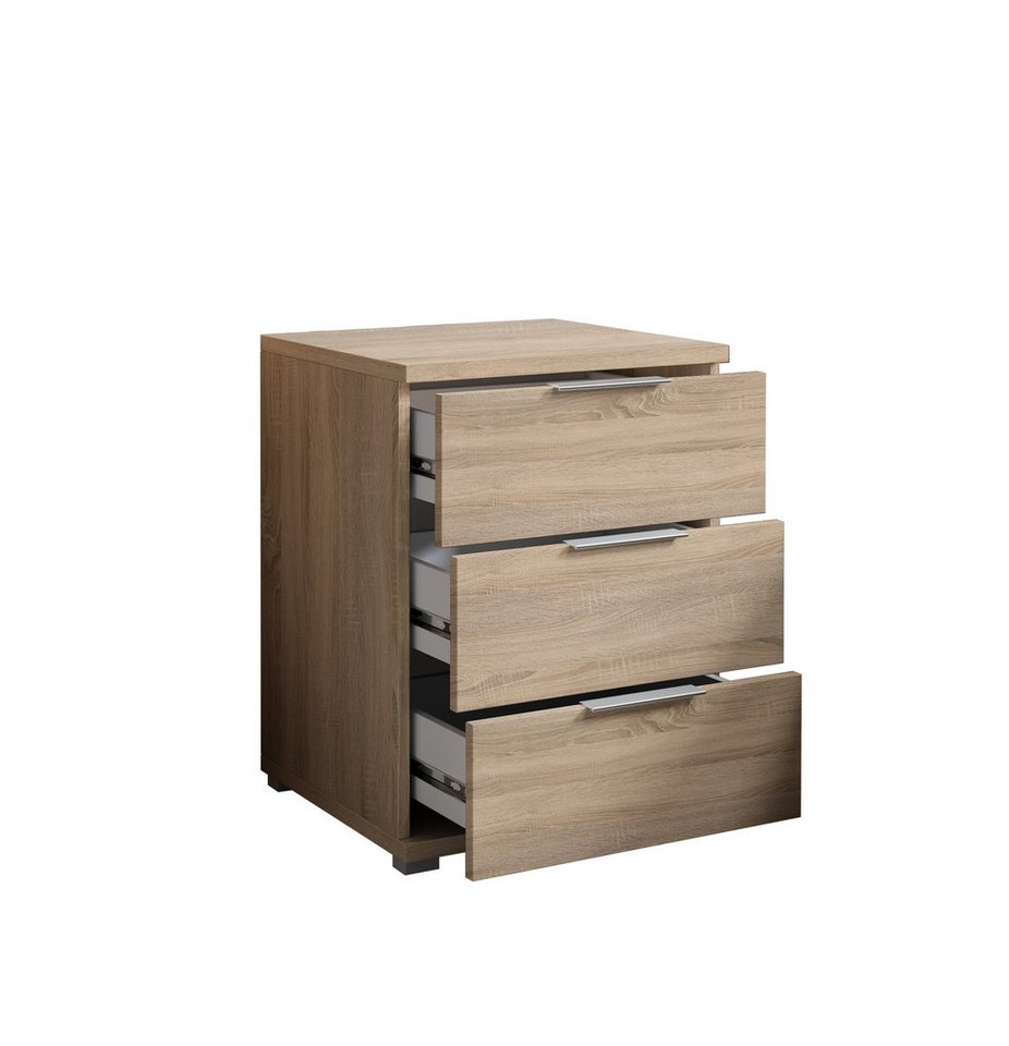 PREISBRECHER Nachtkommode Smilla, in Eiche Sonoma, Melamin - 46x61x42cm (BxHxT) – Bild 3 von 5