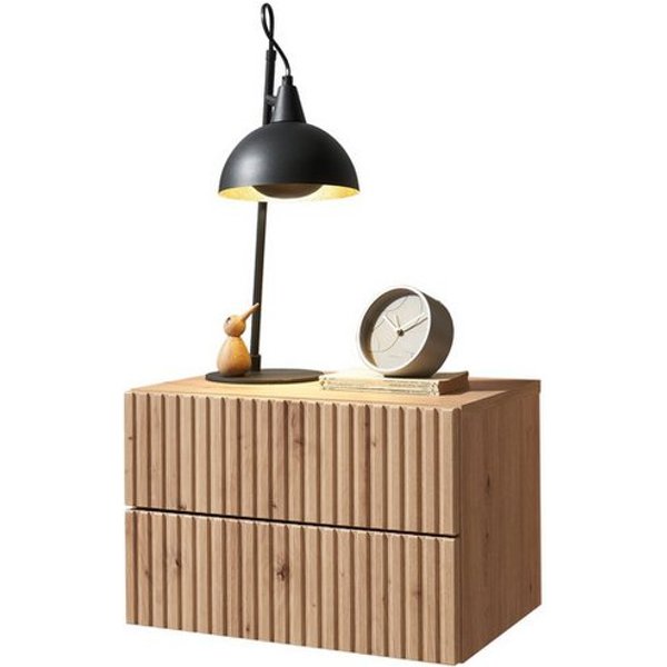 PREISBRECHER Nachtkommode TABONI, Wandmontage, 2 Schubladen, Artisan Eiche Dekor - 42x28x30cm (BxHxT)