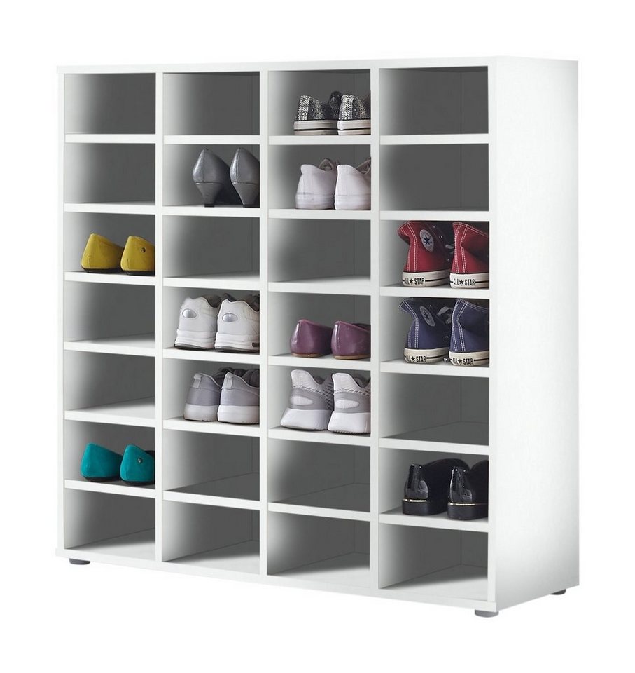 PREISBRECHER Schuhregal Boots 1, in Weiß matt mit 24 Einlegeböden. Abmessungen (BxHxT) 92x98x33 cm – Bild 4 von 5