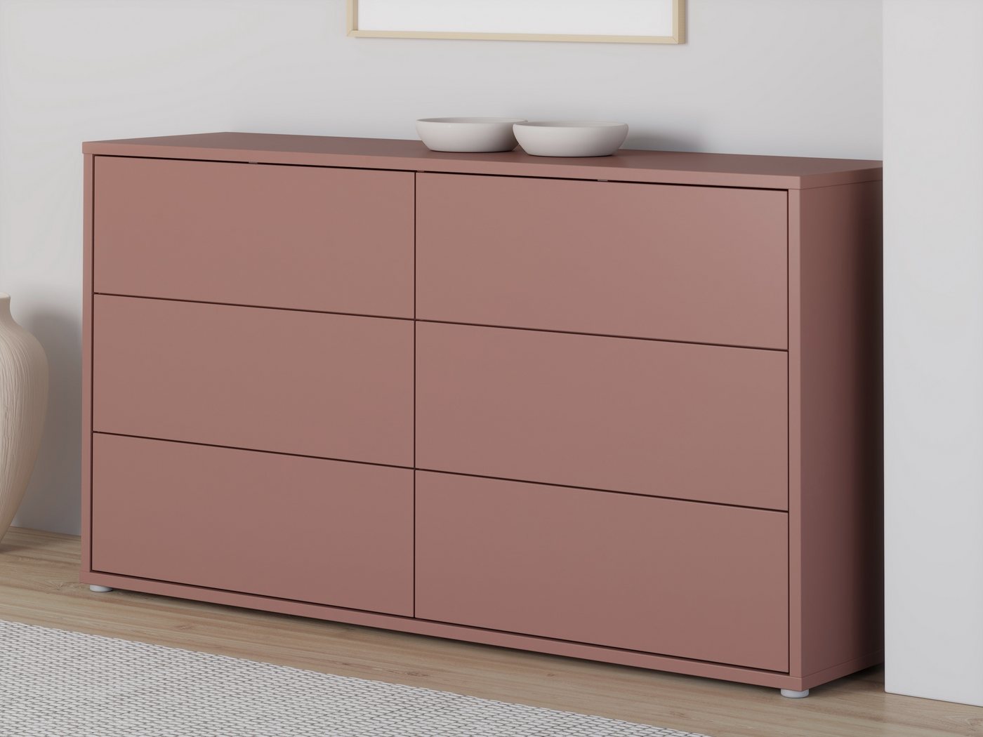 PREISBRECHER Sideboard ALICE SPRINGS, 6 Schübe, push to open, terrakottafarbig - 154,5x83,1x41,5cm (BxHxT) – Bild 2 von 5