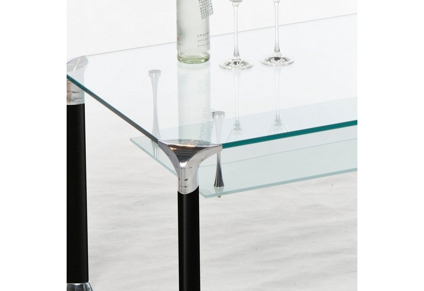 PREISBRECHER Wohnzimmertisch Alberto, in Glas/schwarz, Glas/Metall - 100x42x60cm (BxHxT) – Bild 5 von 5