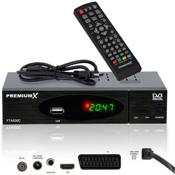 PremiumX FTA 530C Kabel Receiver DVB-C FullHD Digital USB SCART HDMI Kabel-Receiver