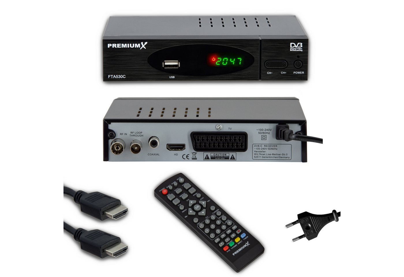 PremiumX FTA 530C Kabel Receiver DVB-C FullHD Digital USB SCART HDMI Kabel-Receiver – Bild 2 von 5