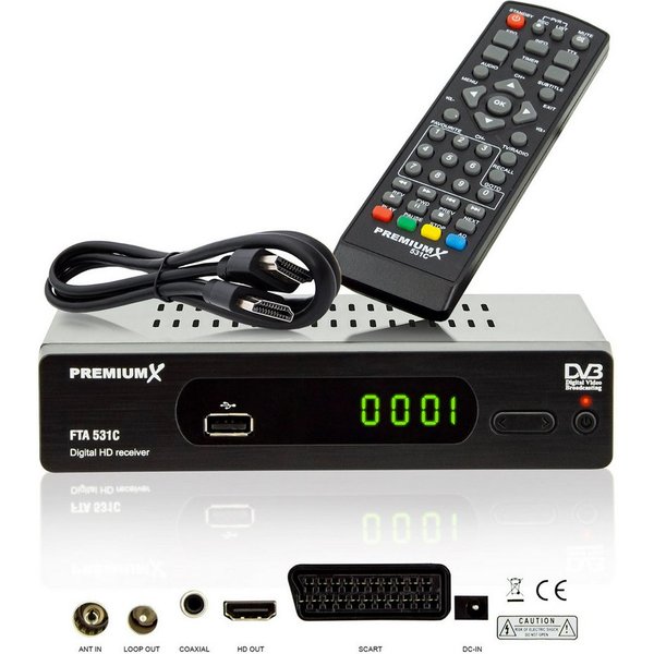 PremiumX FTA 531C Kabel Receiver DVB-C FullHD TV Digital USB SCART HDMI Kabel-Receiver