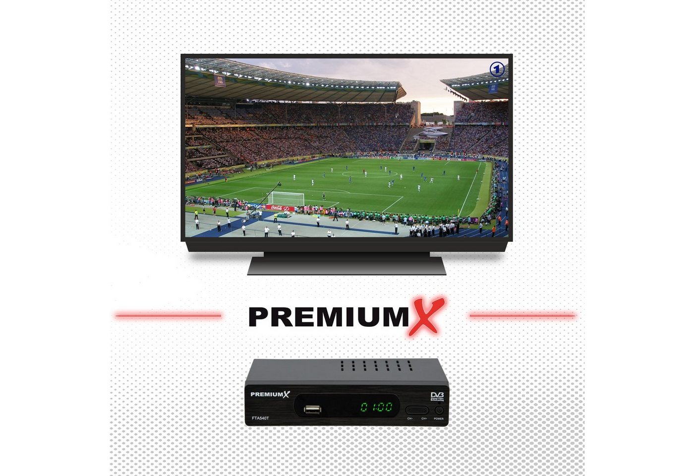 PremiumX FTA 540T FullHD Digital DVB-T2 Terrestrischer Receiver H.265 USB SCART DVB-T2 Receiver – Bild 2 von 5