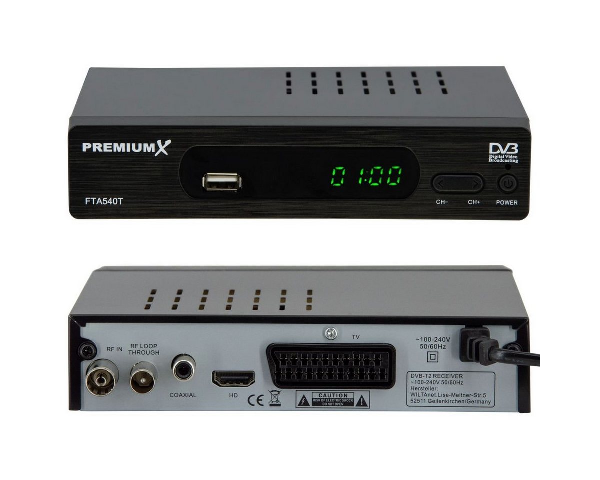 PremiumX FTA 540T FullHD Digital DVB-T2 Terrestrischer Receiver H.265 USB SCART DVB-T2 Receiver – Bild 3 von 5