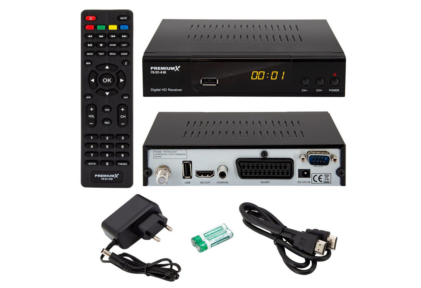 PremiumX HD 521 B FTA Digital SAT Receiver DVB-S2 FullHD HDMI SCART USB SAT-Receiver – Bild 2 von 5