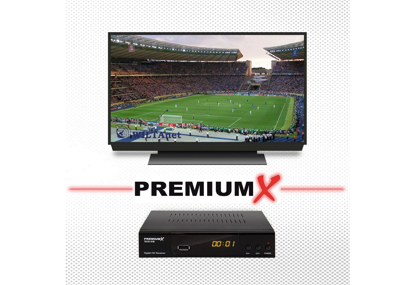 PremiumX HD 521 B FTA Digital SAT Receiver DVB-S2 FullHD HDMI SCART USB SAT-Receiver – Bild 4 von 5