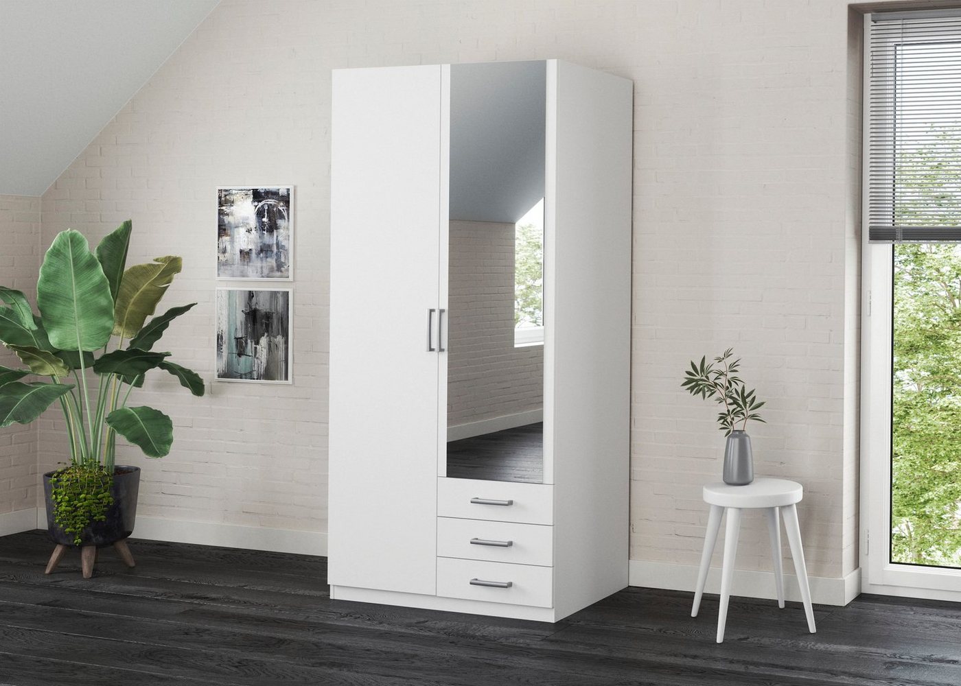 priess Kleiderschrank Amsterdam, viel Stauraum durch viele Schubkästen, Spiegeltüren Optional mit LED-Beleuchtung, Made in Germany – Bild 2 von 5