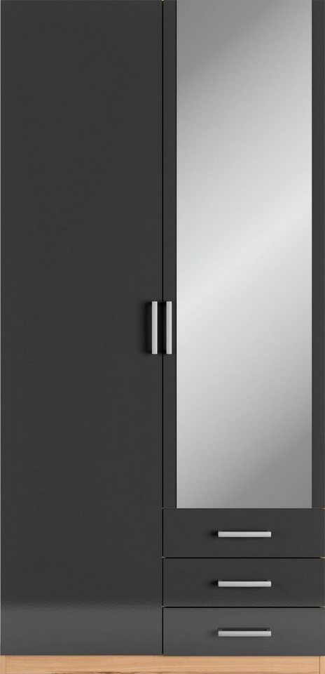 priess Kleiderschrank Amsterdam, viel Stauraum durch viele Schubkästen, Spiegeltüren Optional mit LED-Beleuchtung, Made in Germany – Bild 3 von 5