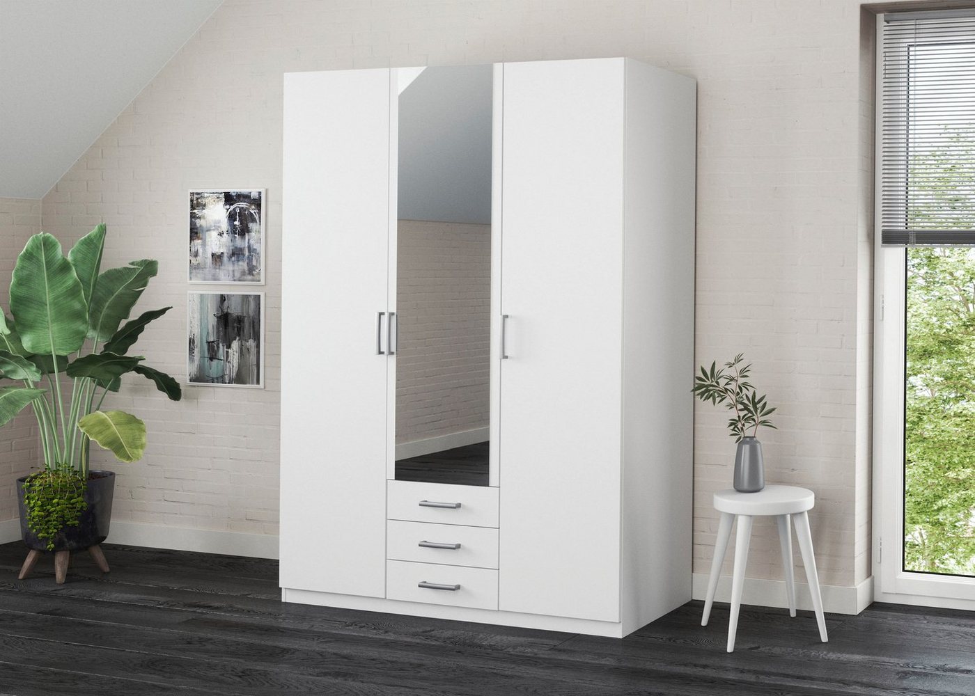 priess Kleiderschrank Amsterdam, viel Stauraum durch viele Schubkästen, Spiegeltüren Optional mit LED-Beleuchtung, Made in Germany – Bild 3 von 5