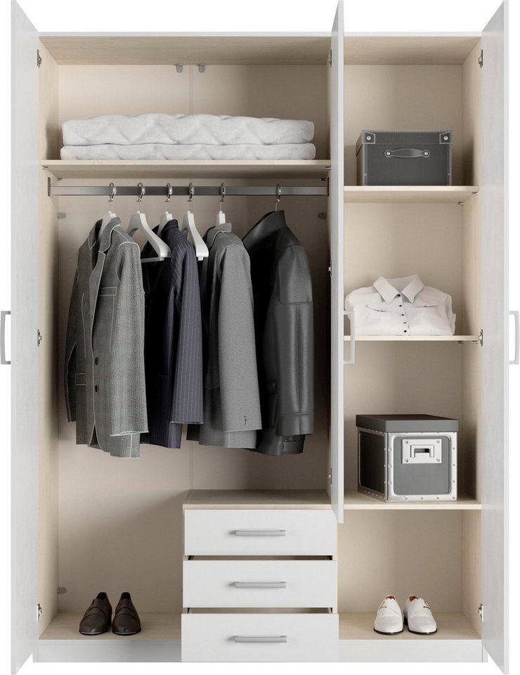 priess Kleiderschrank Amsterdam, viel Stauraum durch viele Schubkästen, Spiegeltüren Optional mit LED-Beleuchtung, Made in Germany – Bild 4 von 5