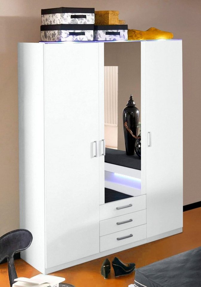 priess Kleiderschrank Amsterdam, viel Stauraum durch viele Schubkästen, Spiegeltüren Optional mit LED-Beleuchtung, Made in Germany – Bild 5 von 5