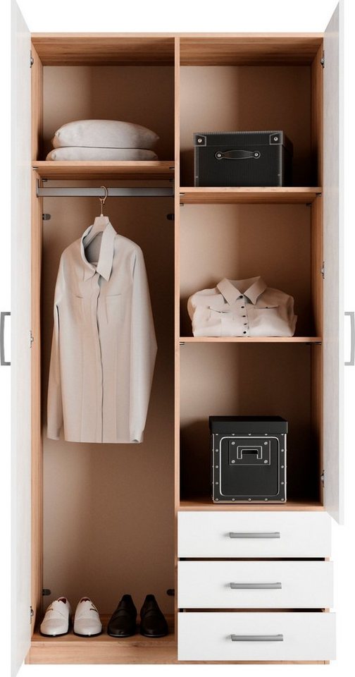 priess Kleiderschrank Amsterdam, viel Stauraum durch viele Schubkästen, Spiegeltüren Optional mit LED-Beleuchtung, Made in Germany – Bild 4 von 5
