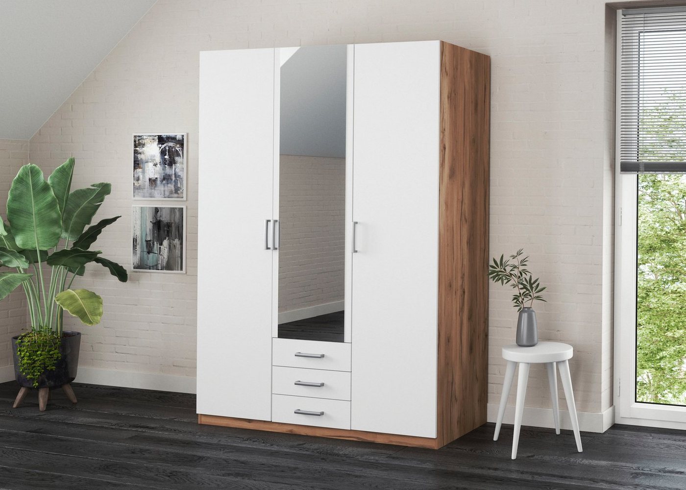 priess Kleiderschrank Amsterdam, viel Stauraum durch viele Schubkästen, Spiegeltüren Optional mit LED-Beleuchtung, Made in Germany – Bild 3 von 5