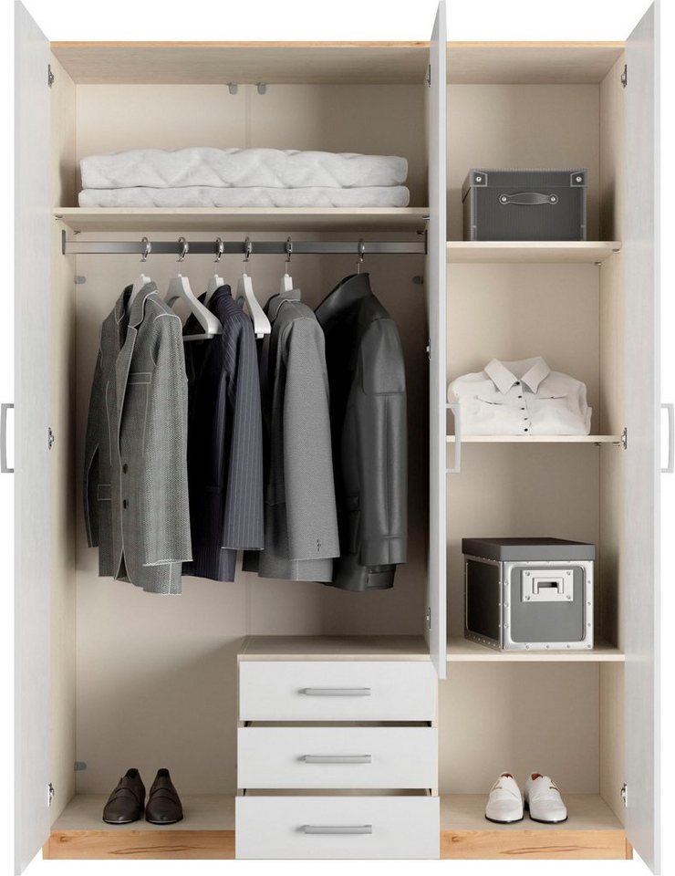 priess Kleiderschrank Amsterdam, viel Stauraum durch viele Schubkästen, Spiegeltüren Optional mit LED-Beleuchtung, Made in Germany – Bild 4 von 5