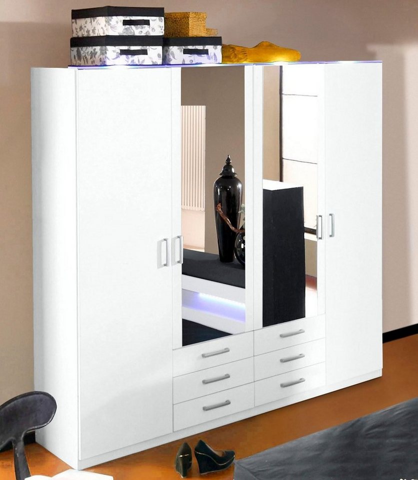 priess Kleiderschrank Amsterdam, viel Stauraum durch viele Schubkästen, Spiegeltüren Optional mit LED-Beleuchtung, Made in Germany – Bild 5 von 5