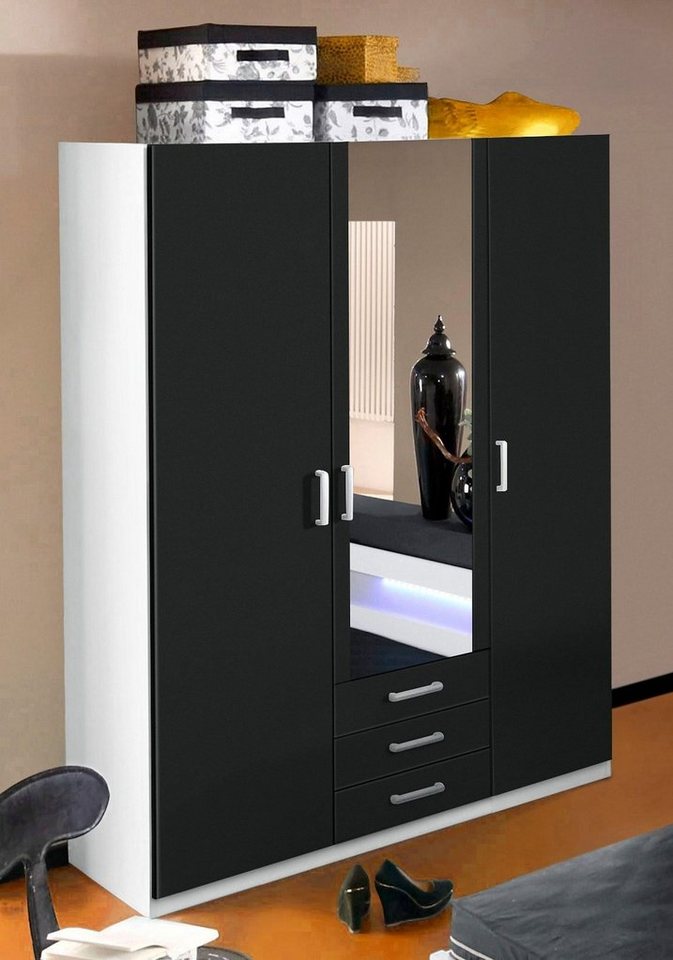 priess Kleiderschrank Amsterdam, viel Stauraum durch viele Schubkästen, Spiegeltüren Optional mit LED-Beleuchtung, Made in Germany – Bild 5 von 5
