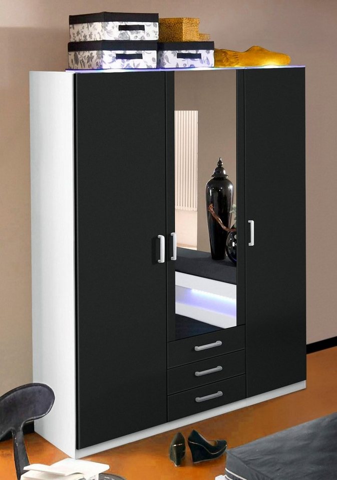 priess Kleiderschrank Amsterdam, viel Stauraum durch viele Schubkästen, Spiegeltüren Optional mit LED-Beleuchtung, Made in Germany – Bild 5 von 5