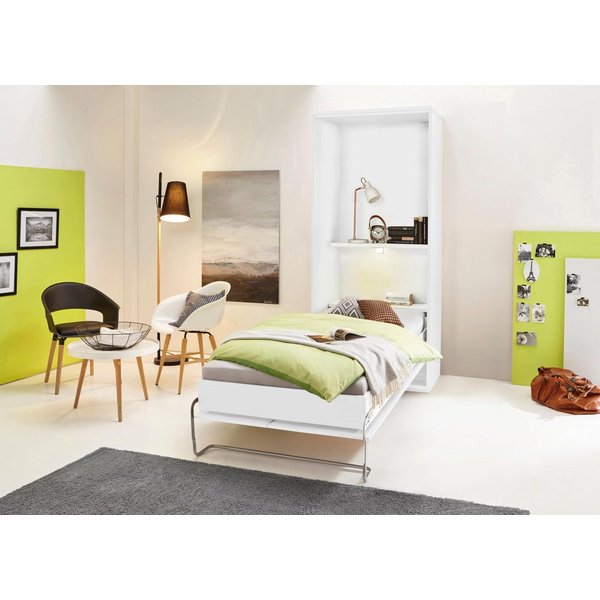 priess Schrankbett Ancona Schrankklappbett Jugendbett Klappbett Wandbett mit Lattenrost, Regal und LED-Beleuchtung, in 3 Breiten