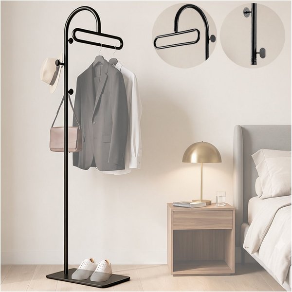 PRIISF Garderobenständer Kleiderständer 175cm Garderobenständer Standgarderobe Garderobe Metall, (freistehend Flurgarderobe Jackenständer mit Sinterstein Ablage