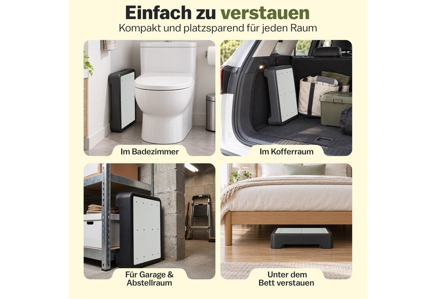 PRIISF Tritthocker Trittleiter Nachleuchtend Trittstufe Badhocker Rutschfest Füßen 250kg (41x31x10cm Höhenverstellbar Fußhocker für Bad Bett Kinder, Erwachsene) – Bild 5 von 5