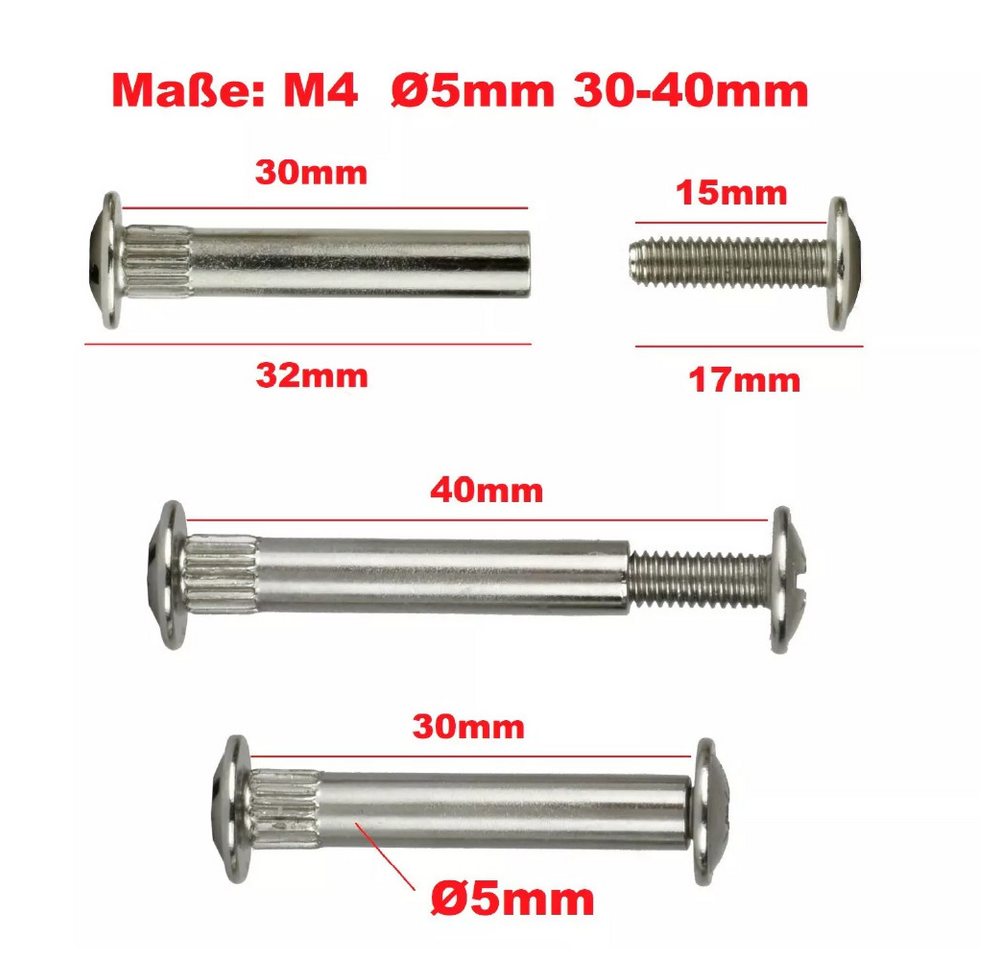 Prima-Online Bauschraube Möbelverbinder M4/M6Verbindungsschraube & Schrankverbinder mit Hülse, (10 St) – Bild 2 von 2