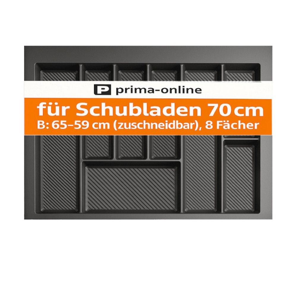 Prima-Online Besteckkasten Besteckkasten 70 cm Weiß Graphit Schubladeneinsatz 8 Fächer Groß – Bild 2 von 5