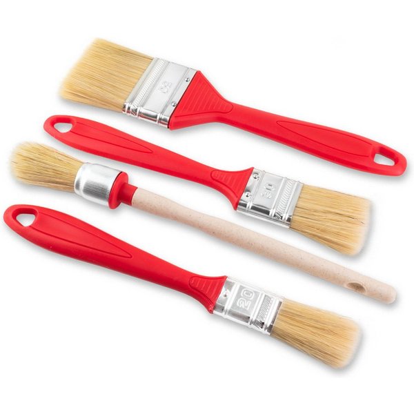 Prima-Online Malpinsel 4er Set Malerpinsel Flachpinsel Rundpinsel mit rot Griff 20 30 50 mm, (1 St)