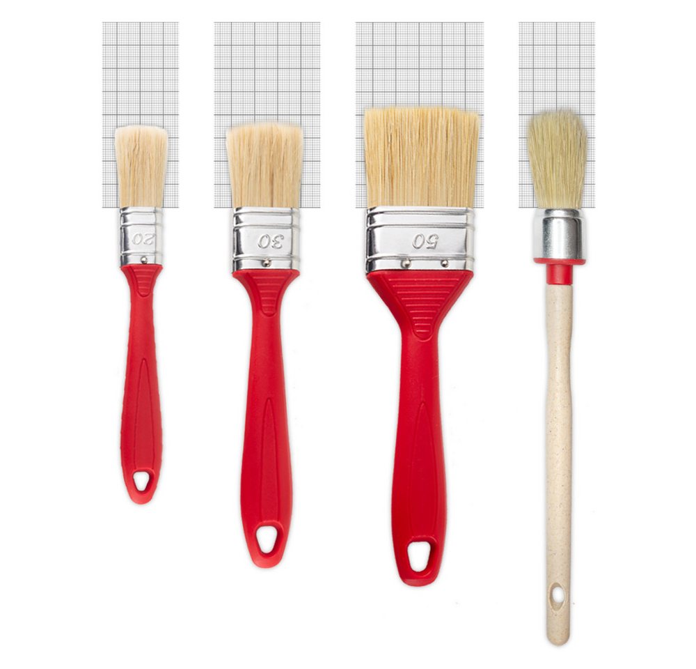 Prima-Online Malpinsel 4er Set Malerpinsel Flachpinsel Rundpinsel mit rot Griff 20 30 50 mm, (1 St) – Bild 2 von 5