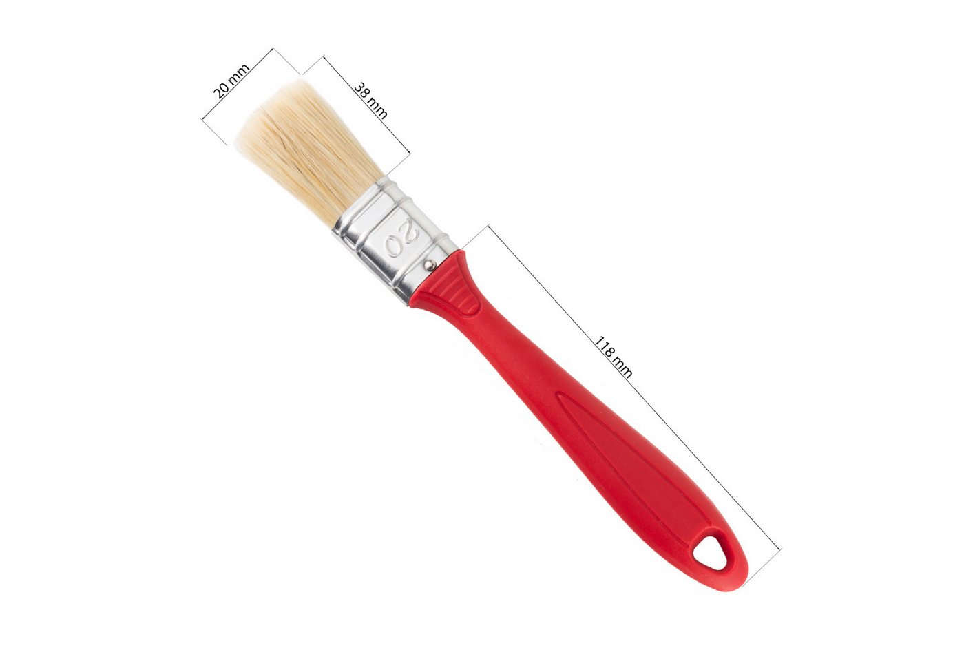 Prima-Online Malpinsel 4er Set Malerpinsel Flachpinsel Rundpinsel mit rot Griff 20 30 50 mm, (1 St) – Bild 3 von 5