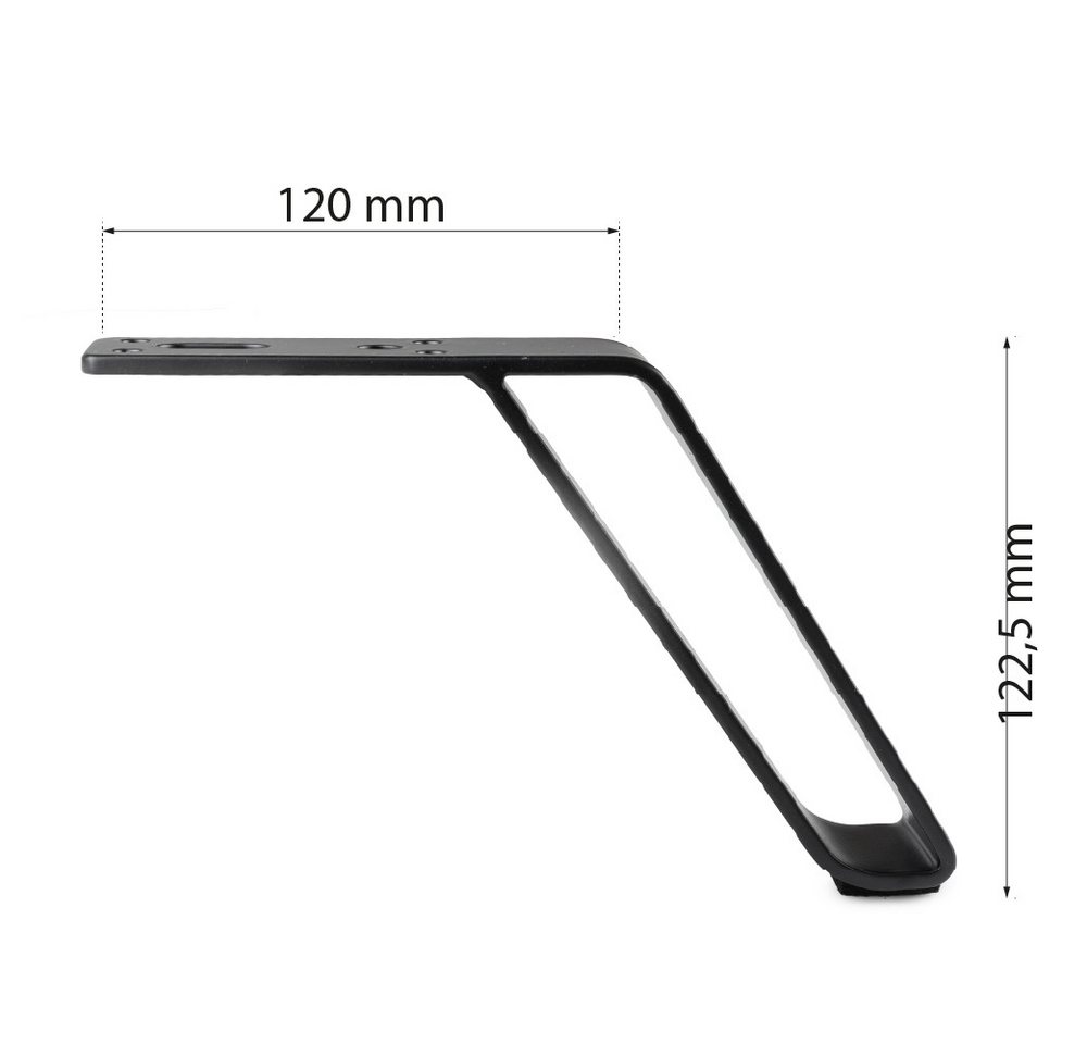 Prima-Online Möbelfuß Möbelfuß 122 mm Metall schwarz matt – Sofafuß, Tischbein, Schrankfuß, (4-St) – Bild 2 von 4