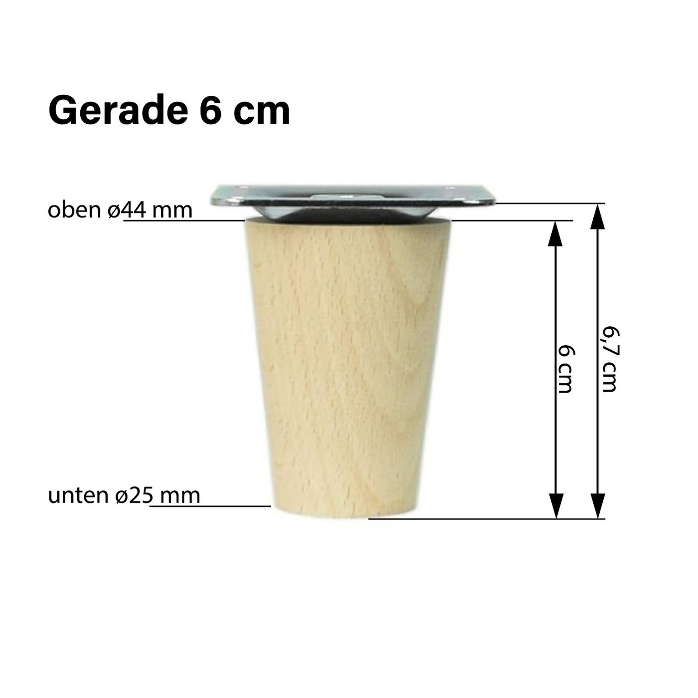 Prima-Online Möbelfuß Holzfüße gerade oder schräg Buche Schrank Beine Kegel [8-45cm] – Bild 2 von 5