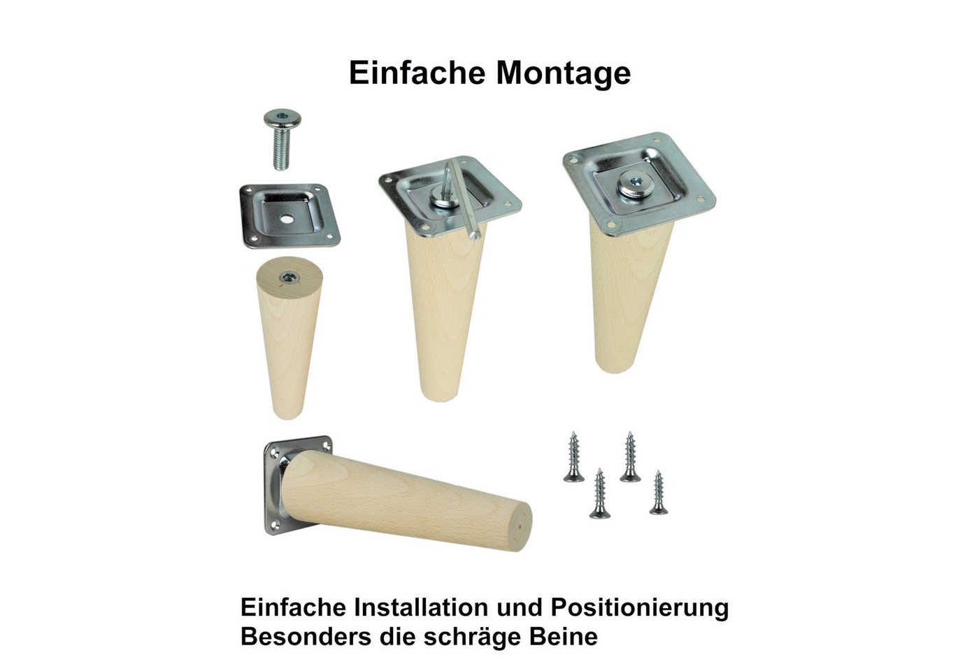 Prima-Online Möbelfuß Holzfüße gerade oder schräg Buche Schrank Beine Kegel [8-45cm] – Bild 3 von 5