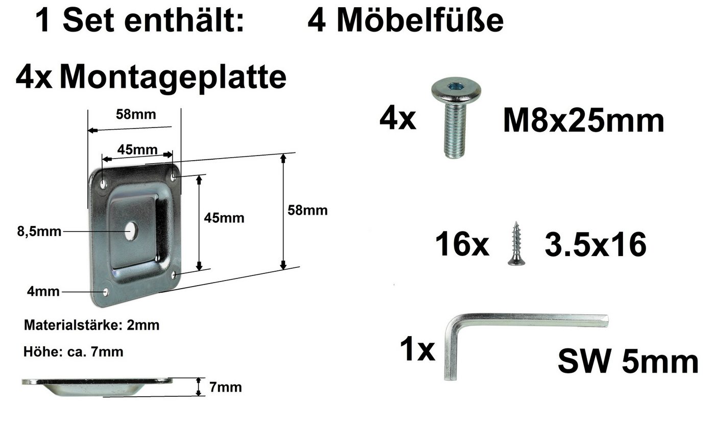 Prima-Online Möbelfuß Holzfüße gerade oder schräg Buche Schrank Beine Kegel [8-45cm] – Bild 5 von 5