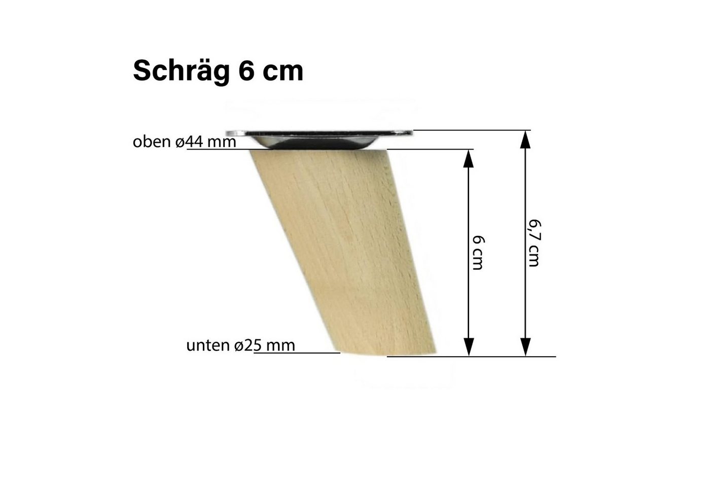 Prima-Online Möbelfuß Holzfüße gerade oder schräg Buche Schrank Beine Kegel [8-45cm] – Bild 2 von 5
