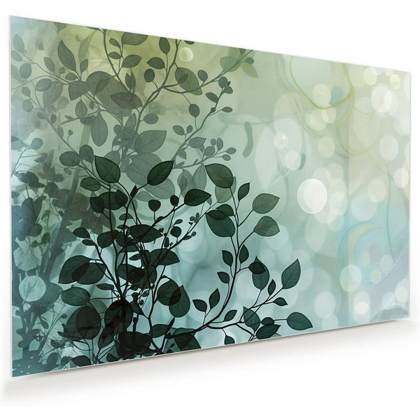 Primedeco Glasbild Wandbild Blättertraum mit Aufhängung, Abstrakte Kunst (21 verschiedene Größen, 1 St), Elegante Aufhängung