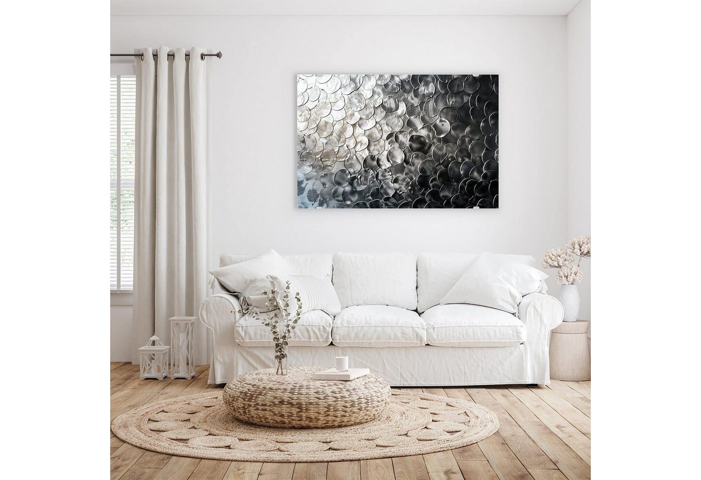 Primedeco Glasbild Wandbild Metallic Schuppen mit Aufhängung, Texturen (21 verschiedene Größen, 1 St), Elegante Aufhängung – Bild 2 von 5