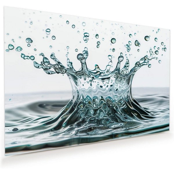 Primedeco Glasbild Wandbild Wassertropfen Splash mit Aufhängung, Strand & Meer (21 verschiedene Größen, 1 St), Elegante Aufhängung