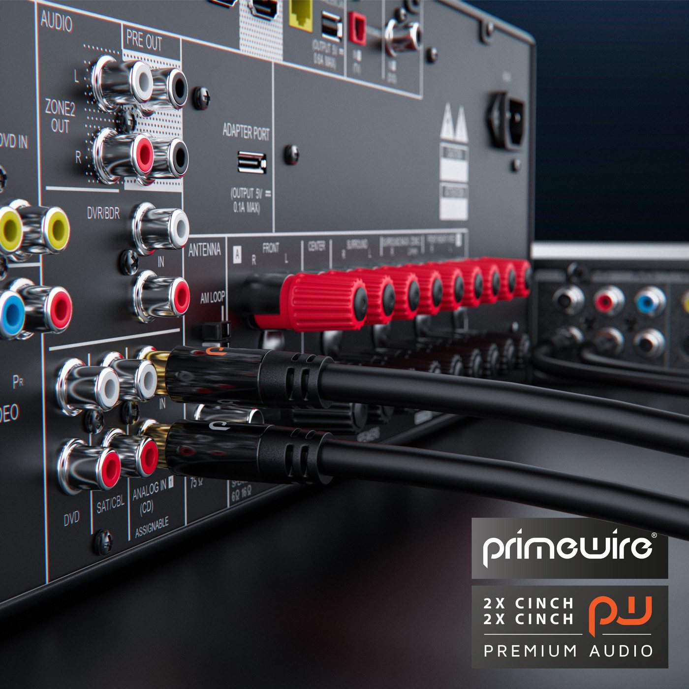 Primewire 2 x Cinch zu 2 x Cinch, AUX Eingänge, Metall Stecker vergoldet Audio-Kabel, Cinch, RCA (500 cm), Stereo-Cinch HiFi Audiokabel mehrfach geschirmt - 5m – Bild 5 von 5