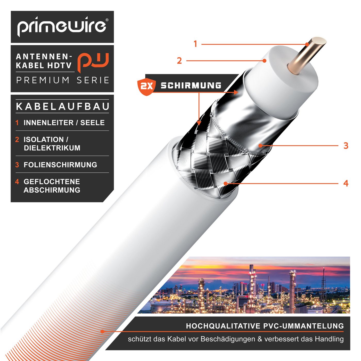 Primewire Antennenkabel gewinkelt, Koaxialkabel 75 Ohm TV HDTV DVB-T Radio -0,5m TV-Kabel, Koaxial, RF Buchse, IEC Stecker (50 cm), 135 dB, störungsfrei geschir – Bild 3 von 5