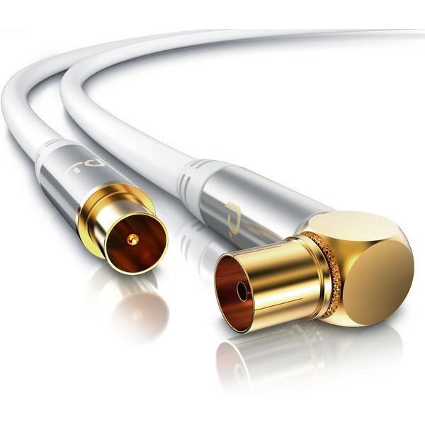 Primewire Antennenkabel gewinkelt, Koaxialkabel 75 Ohm TV HDTV DVB-T Radio -5m TV-Kabel, Koaxial, RF Buchse, IEC Stecker (500 cm), 135 dB, störungsfrei geschirm