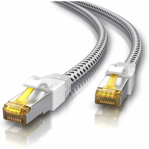 Primewire CAT 7 Gigabit Ethernet Netzwerkkabel, Patchkabel 10 Gbit/s - 2m LAN-Kabel, CAT.7, RJ-45 (Ethernet) (200 cm), CAT7 Rohkabel S/FTP Pimf Schirmung, Baumw