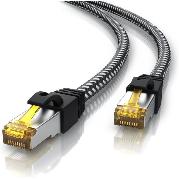 Primewire CAT 7 Gigabit Ethernet Netzwerkkabel, Patchkabel 10 Gbit/s - 2m LAN-Kabel, CAT.7, RJ-45 (Ethernet) (200 cm), CAT7 Rohkabel S/FTP Pimf Schirmung, Baumw