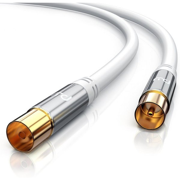 Primewire HDTV Antennenkabel, 4-fach Schirmung, 75 Ohm, 135dB - 5m TV-Kabel, Koax, RF, IEC (500 cm), Koaxialkabel, vergoldete Stecker, für Kabelfernsehen und Ra