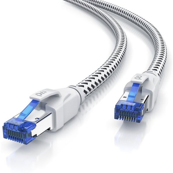 Primewire Patchkabel CAT 8, Baumwollummantelung, Netzwerkkabel 40 Gbit/s - 20m LAN-Kabel, CAT.8, RJ-45 (Ethernet) (2000 cm), für Router, Modem, Switch, PC, idea