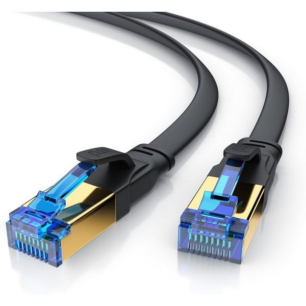 Primewire Patchkabel flach CAT 8, Gigabit Flachband Netzwerkkabel 40 Gbit/s 15m LAN-Kabel, CAT.8, RJ-45 (Ethernet) (1500 cm), für Router, Modem, Switch, PC, ide